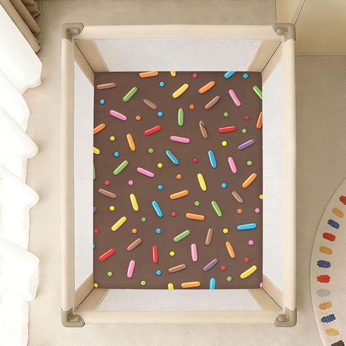 CZXW 52" 28" Chocolate Sprinkles Crib Sheets Fitted x Natural Cotton Soft & Breathable for Baby Crib Mattress