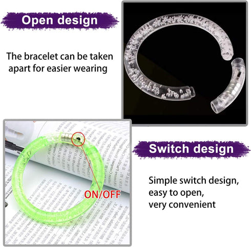 AMENON 24 Pack Glow In The Dark LED Bracelets for Kids/Adults, Flashing Light Up Party Favor, Classroom, Halloween