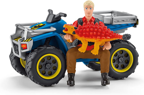 Schleich Dinosaurs Toy Set - Quad Escape from Velociraptor with ATV Truck for Boys and Girls, Ages 4+