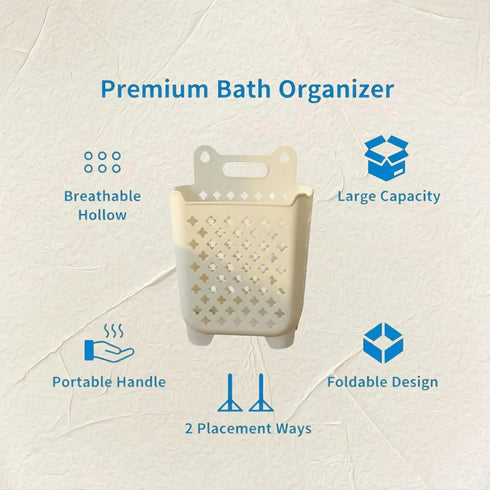 MAOUDA Bath Toy Bin, Stand Up Bath Toy Storage, Foldable Bath Toy Holder for Bathtub, Quick Drain Drying Shower Toy