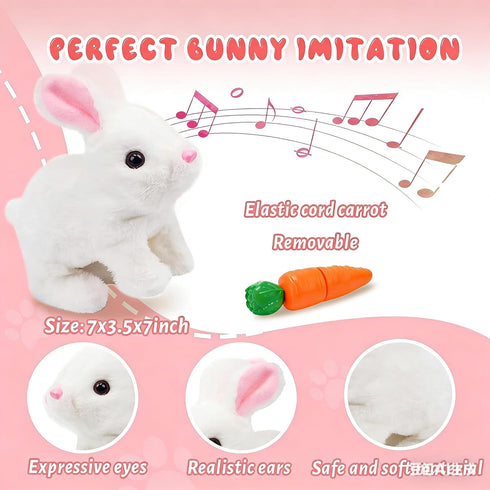 SUQ My Realistic Bunny Toy Interactive Realistic Stuffed Bunny with Moving Ears & Nose, Lifelike Rabbit Plush Toy