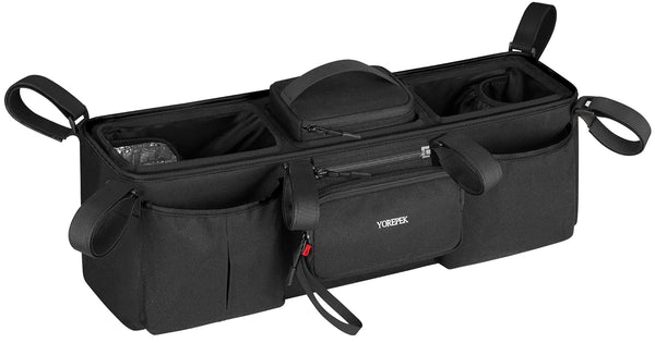 YOREPEK Padded Double Stroller Organizer with Removable Cooler Bag,Fits for Bob Duallie,Baby