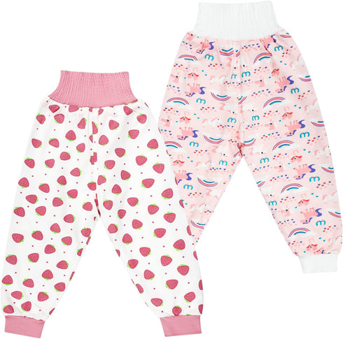 MooMoo Baby Waterproof Diaper Pants for Potty Training 2 Packs Nighttime Diaper