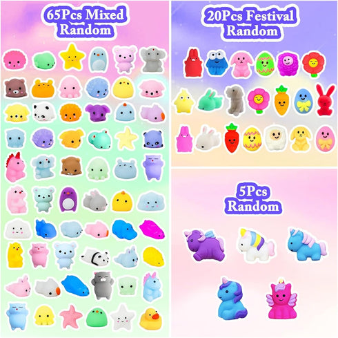 200Pcs (200) Mochi Squishy Toys, Kawaii Squishies, Mini Fidget Toys Bulk for Kids, Party Favors Class Prizes Valentines