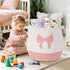 17.7"x15.7" Large Baby Laundry Hamper, Pink Bow Laundry Basket for Baby Girl, Toy and Blanket Storage Basket