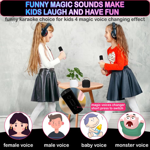 Mini Karaoke Machine for Kids & Adults - Bluetooth Speaker with 2 Wireless Microphones for Home Party