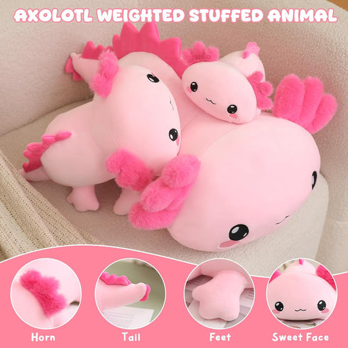3.74 lbs TOYSYM Weighted Stuffed Animals, Axolotl Stuffed Animal with Weighted Beads, Cute Plush Toy Pillow Gifts