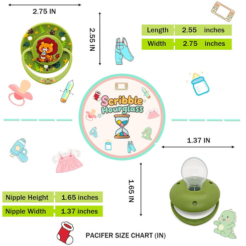 Large Size Pacifier for Anxiety: Cute Paci Large Shield for Sleep - Handle Binky with Pacifier Holder Clips Cartoon
