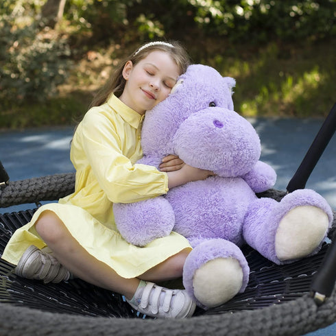 Giant Humongous Hippo Stuffed Animal 36", Oversized Plush, Soft Hug Cute Jumbo Hippo Toy Gift for Kids, Purple