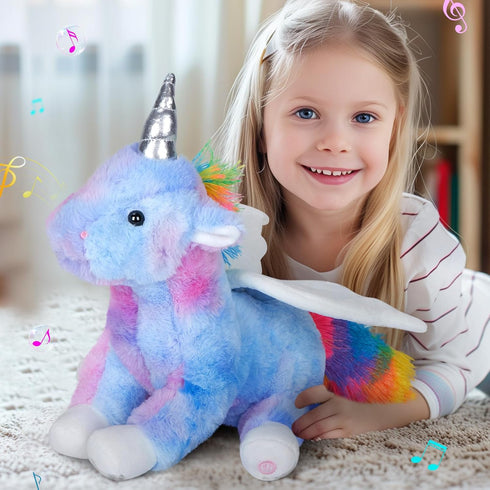 16.5" Light up Musical Unicorn Stuffed Animal Glowing Singing Rainbow Unicorn Soft Plush Toys Birthday Christmas