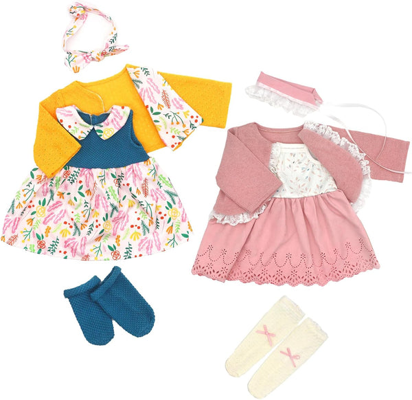 OTMOON 20 Inch Doll Clothes Outfits Doll Dress with Coat, Headband Socks 2-packs