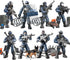 SWAT Model Equipment Assembly Building Block Toys, 8 PCS City Police Action Mini-Figures with Military Weapons
