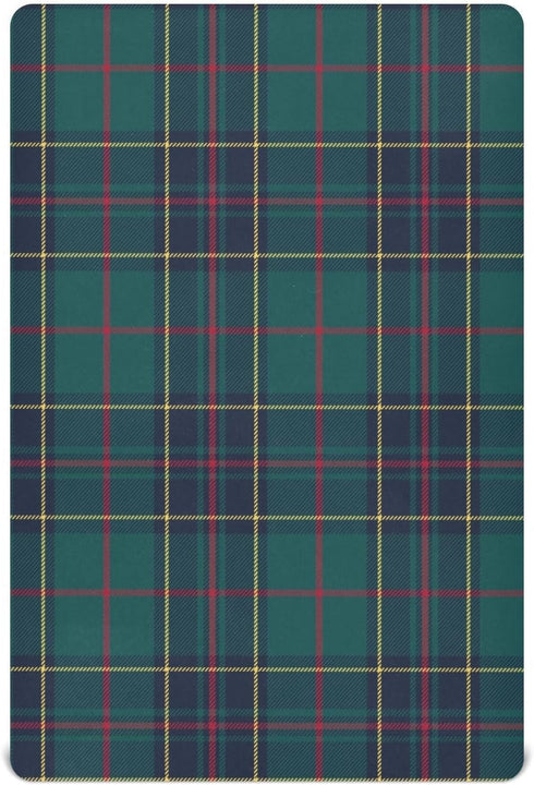 Kigai Red Blue Green Plaid Crib Sheet for Boys and Girls Jersey