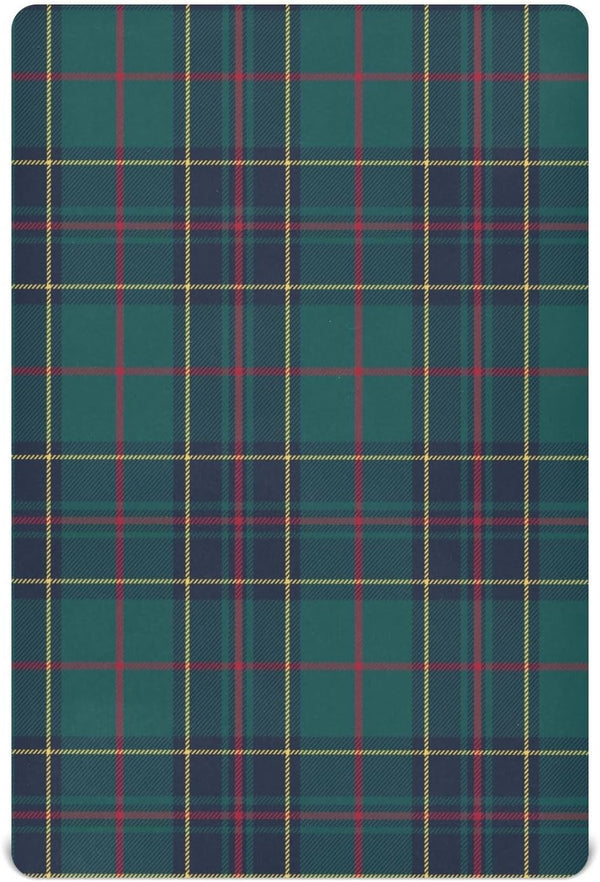 Kigai Red Blue Green Plaid Crib Sheet for Boys and Girls Jersey