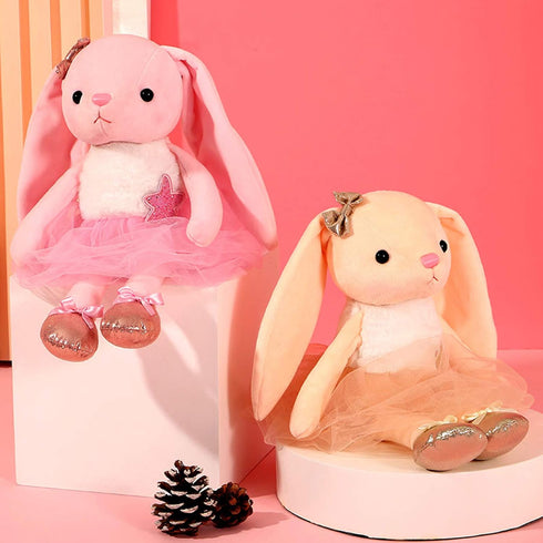 Ballerina Dolls Plush Bunny Rabbit Soft Toys Ballet Dance Recital Gifts for Girls Pink 15.5 Inches