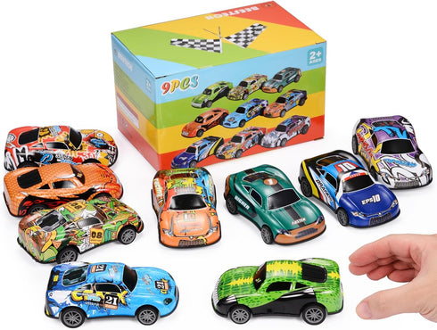 4.2" Toy Cars Metal Race Cars Vehicles 9 Pack, Pull Back Cars Toys for Boys, Girls, Toddlers 2-7 Years Old