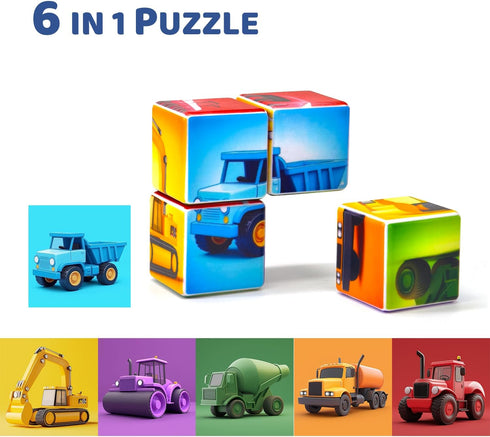 1.65 inch 1 2 3 Pairez Toys Magnetic Cubes for Toddler, Large Building Blocks Tiles, Construction Vehicles Puzzles Game