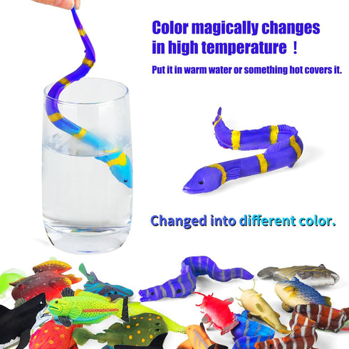 Niskaqsn 12 Pack Color Changing Sea Animal Toys,Change Color Ocean Animals Figures,Mold Free Bath Toys for Toddlers