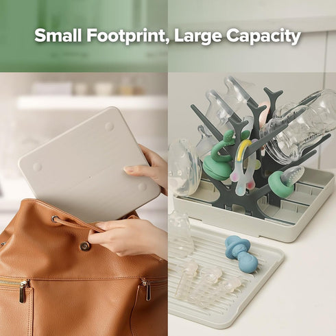 haakaa Portable Baby Bottle Drying Rack with Tray, Space Saving Bottle Drying Tree for Bottles/Pump