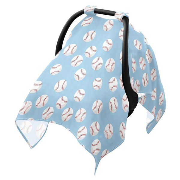 DOMIKING Baseballs Balls Blue Print Baby Car Seat Cover Breathable Infant Car Seat