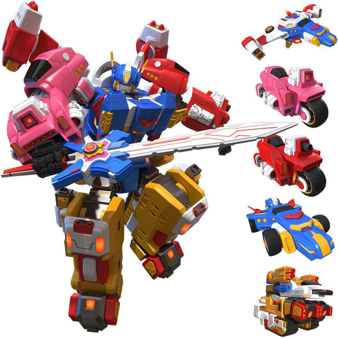 Wenbeier 5 in 1 Car Robot Toys for Kids Vehicles Action Figure