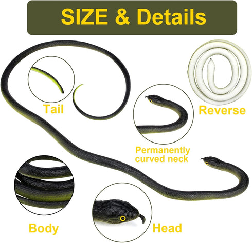 2Pcs 48 Inch Rubber Snakes, Fake Snake s Realistic & Plastic Snake Prank Rubbers Snake to Keep Birds Away for Garden
