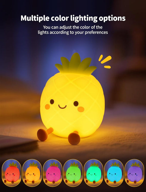 3 Dimmable, Pineapple Night Light for Kids, Nursery Night Light, Bedside Touch Lamp, Cute Silicone Nightlight for Baby