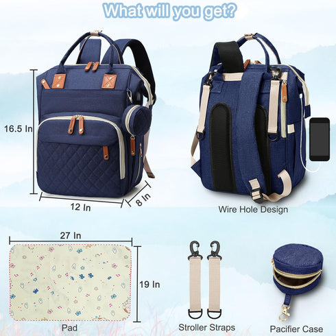 SHITIESHOU Backpack 16 Diaper Bag Baby Bag, Baby Girl Boy Diaper Bag for Dad Mom with Pad, Pockets, Pacifier Case