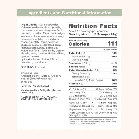 3 14.1 Oz Haven Oat Toddler Formula, Plant Based Dairy Free Oat and Oat Protein Powder for Toddlers With Probiotics
