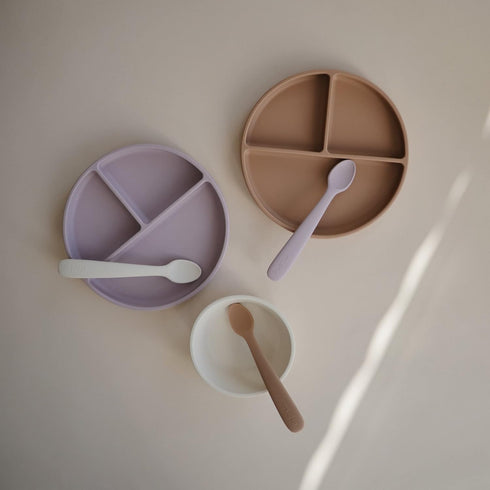 mushie Silicone Suction Plate - BPA-Free Non-Slip Design (Natural)