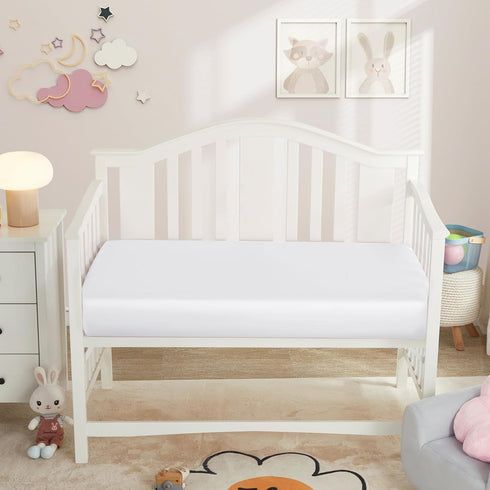 2 Pack 52" 28" 8" Horbaunal Satin Crib Sheets for Baby, x x Silky Fitted Crib Sheets, Soft Toddler Sheet Baby Mattress