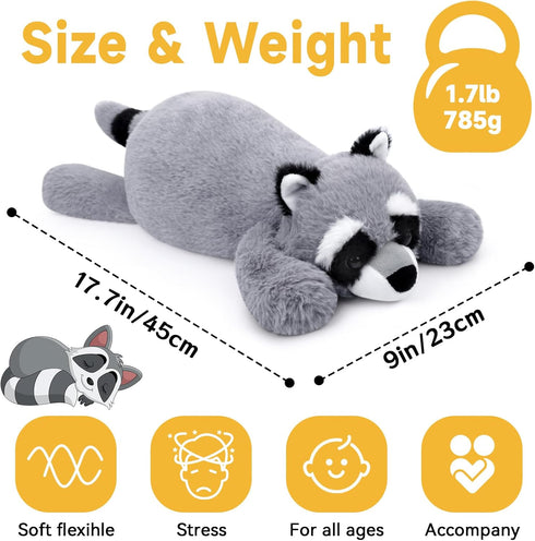 Slojkardon 17in Raccoon Plush, Weighted Raccoon Stuffed Animals, Cute Plush Toys Realistic Raccoons Body Pillow Hug