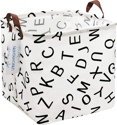 LANGYASHAN Square Storage Baskets, Waterproof Canvas Children Laundry Nursery Hamper for Shelves, Gift Baskets Toy