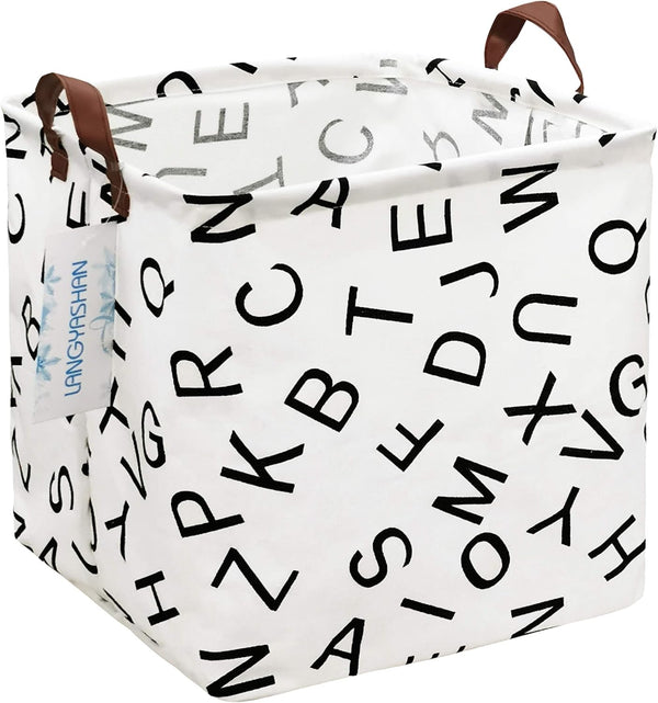 LANGYASHAN Square Storage Baskets, Waterproof Canvas Children Laundry Nursery Hamper for Shelves, Gift Baskets Toy
