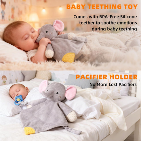 10 BEREST Elephant Baby Lovey Rechargeable Sleep Soother with White Noises (Heartbeat, Shushing & Lullabies) & Cry