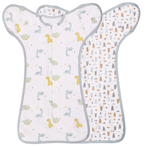 JULYFIRE 2 Pack Transition Swaddle with 2 Way Zipper, 2 in 1 Arms