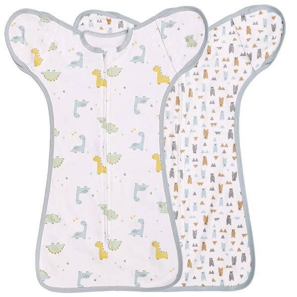 JULYFIRE 2 Pack Transition Swaddle with 2 Way Zipper, 2 in 1 Arms