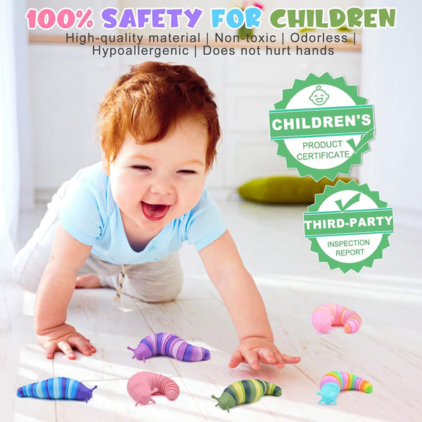 Cevioce Sensory Slug Fidget Toys, Mini Fidget Slug for Adults & Kids, 6Pcs Cute Autism Sensory Toys