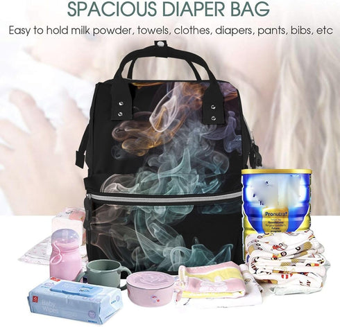 HCBPWVQA Backpack Daypacks Backpack Mommy Psychedelic Smoke Diaper Bag with Changing Pad and Pacifier Holder
