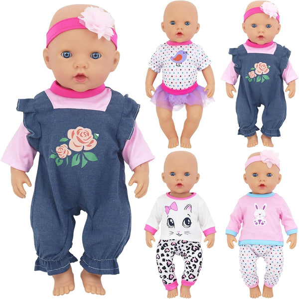 4 Sets Baby Doll Clothes for 14-18 Inch Dolls, Fashion Clothes Dresses and Accessories for New Born Baby Dolls