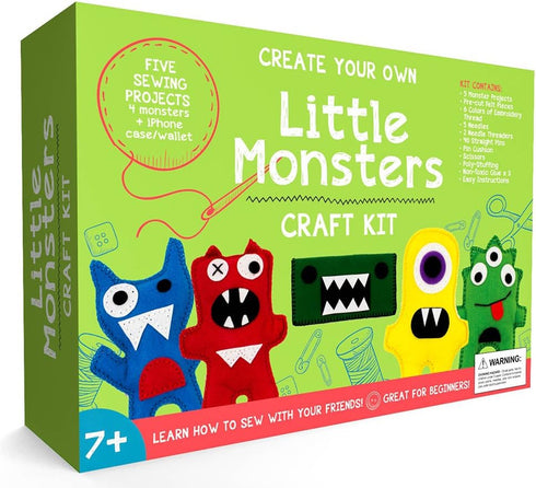 Little Monsters Beginners Sewing Kit - Awesome Gift for Girls & Boys