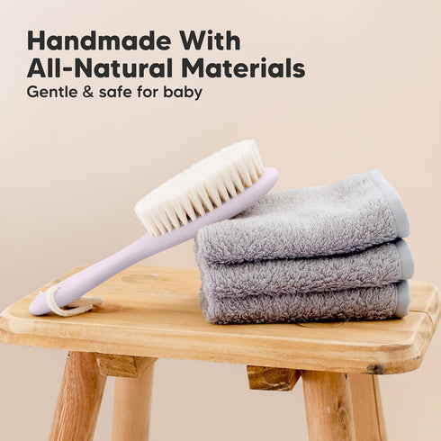 Wooden Baby Hair Brush for Toddler Girls, Boys - Cradle Cap Brush for Babies, Soft Goat Bristles, Perfect Gentle Scalp