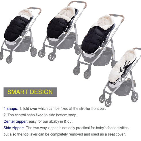 Stroller Footmuff, Winter Stroller Cover with Removable Front Panel, Adjustable Length Baby Blanket