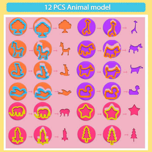 Set, 24 Sets 4-8, LCY WEDSHI Dough Tool Pcs Dough Tools for Kids Ages Dough Accessories Includes Animal Molds, Cutters