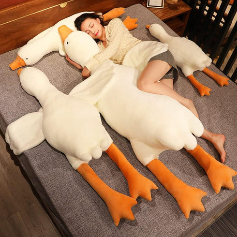 Srutirbo Plush-63 (63 Giant White Goose in Soft Furry Swan Stuffed Animal Pillow,Huge Goose Plush Hugging Pillow Gifts
