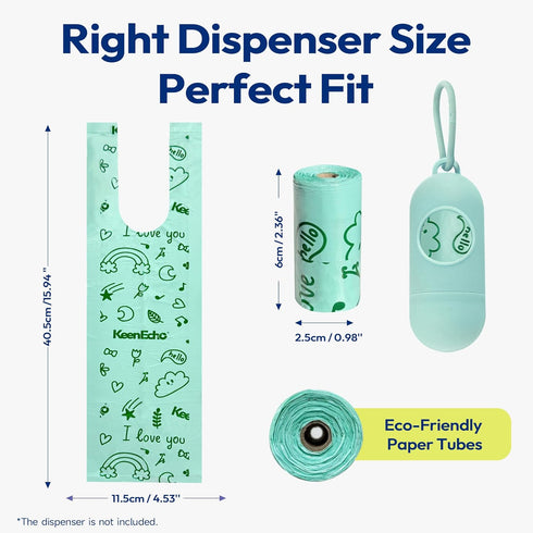 120 Count (8 Disposable Diaper Bags with Handles Rolls), Leak-Proof Diaper Trash Bags & Sacks or Pet Waste Bag, Ocean