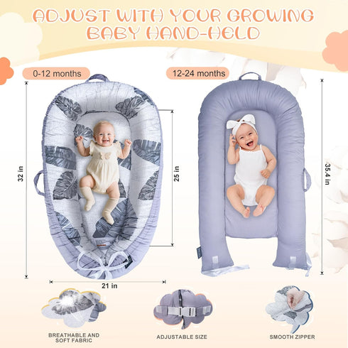 Infant Support Cushions | Baby Lounger | Organic Cotton Infant Lounger | Reversible, Adjustable & Portable Floor