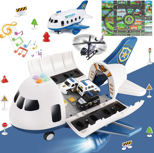 Dwi Dowellin 5 in 1 Airplane Toys with Light and Sound,Police car