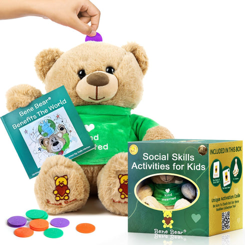 Bene Bear Teddy Bear Stuffed Animal Book and Plush Set - Teaches Kindness, Respect & Empathy