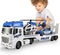 Dwi Dowellin Toddler Boy Toys, 25" Semi Truck with Racing Car and Helicopter - Police Toys for Kids Age 2-6